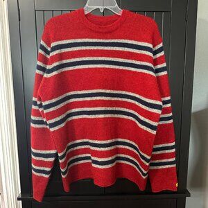 Vintage Abercrombie & Fitch Wool Sweater Mens Size M Red Navy Stripe Crewneck